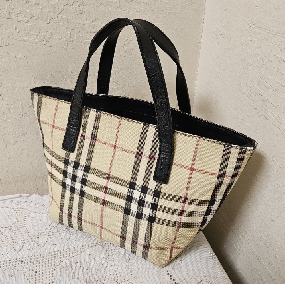 Burberry Coated Canvas Small Handbag Satchel AUTHENTIC - Picture 3 of 16